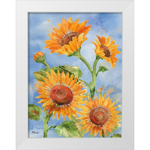 Arianna Sunflowers Vertical White Modern Wood Framed Art Print by Brent, Paul