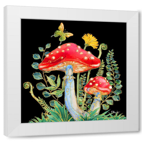 Far Out Mushrooms I White Modern Wood Framed Art Print by Brent, Paul
