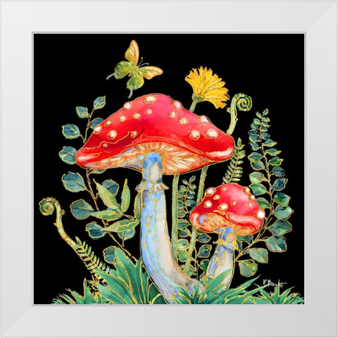 Far Out Mushrooms I White Modern Wood Framed Art Print by Brent, Paul