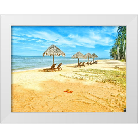 Beach 5 White Modern Wood Framed Art Print by Lee, Rachel
