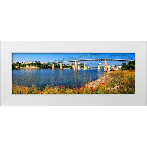 Bridge Poppies Color White Modern Wood Framed Art Print by Lee, Rachel