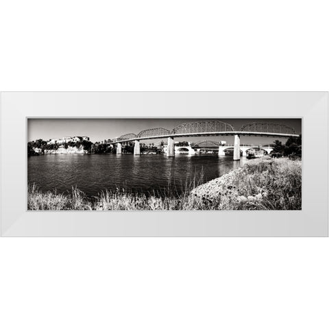 Bridge Poppies Sepia Glow White Modern Wood Framed Art Print by Lee, Rachel