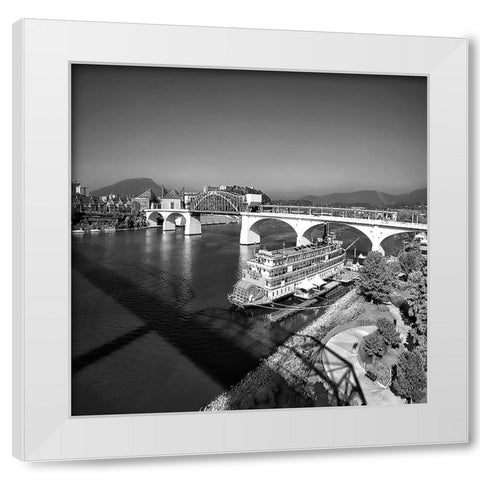 Bridge To Lookout BW White Modern Wood Framed Art Print by Lee, Rachel