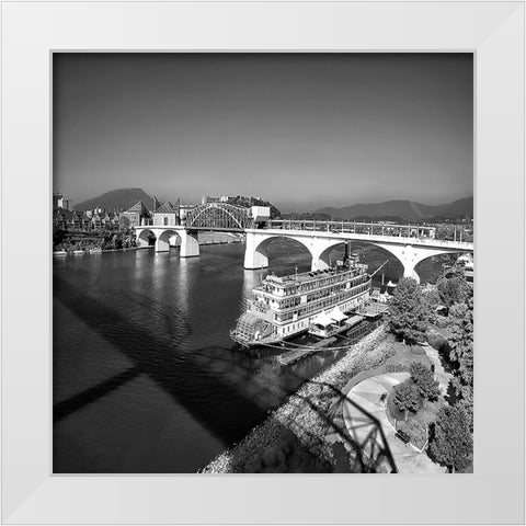 Bridge To Lookout BW White Modern Wood Framed Art Print by Lee, Rachel