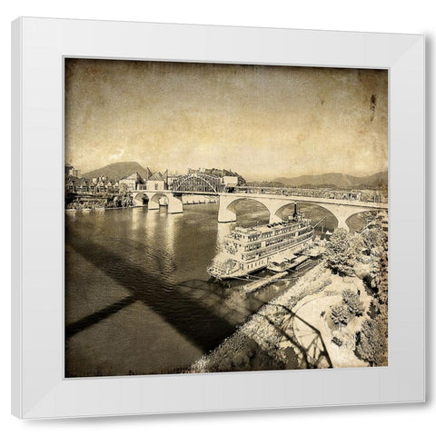 Bridge To Lookout Textured White Modern Wood Framed Art Print by Lee, Rachel