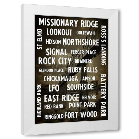 Chatt Areas Typed On Black Bridge Overlay White Modern Wood Framed Art Print by Lee, Rachel
