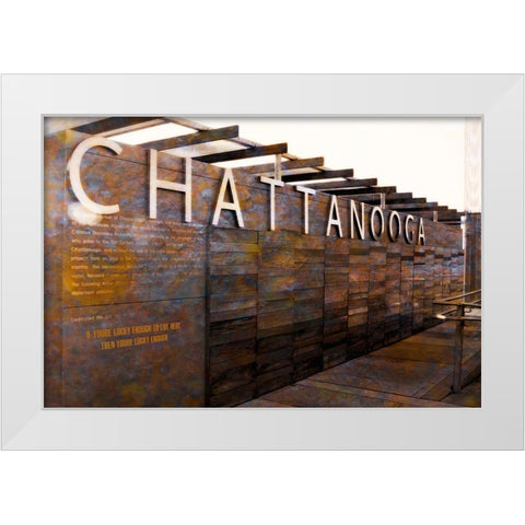 Chatt Pier Sign Lucky Enough White Modern Wood Framed Art Print by Lee, Rachel
