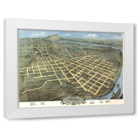 Chattanooga Map 1871 White Modern Wood Framed Art Print by Lee, Rachel