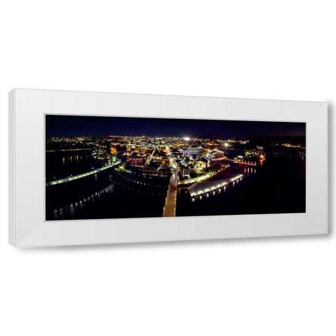 Chattanooga Night Aerial White Modern Wood Framed Art Print by Lee, Rachel