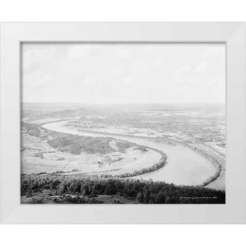 Chattanooga TN River from Lookout 1902 White Modern Wood Framed Art Print by Lee, Rachel