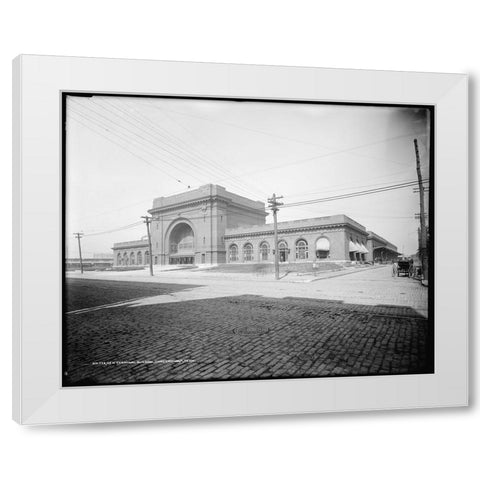 Choo Choo Hotel Antique White Modern Wood Framed Art Print by Lee, Rachel