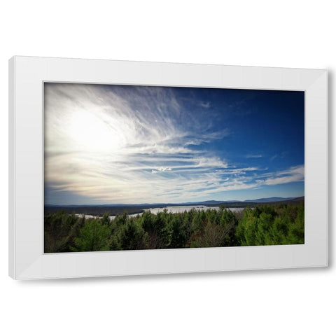 Clouds Trees Lake White Modern Wood Framed Art Print by Lee, Rachel