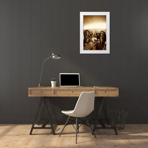 Lookout Cannon 2 Sepia Glow White Modern Wood Framed Art Print by Lee, Rachel