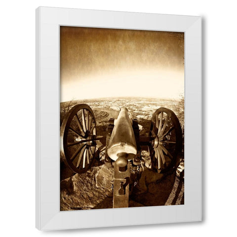 Lookout Cannon 2 Sepia Glow White Modern Wood Framed Art Print by Lee, Rachel