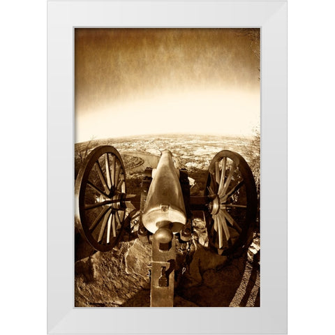 Lookout Cannon 2 Sepia Glow White Modern Wood Framed Art Print by Lee, Rachel