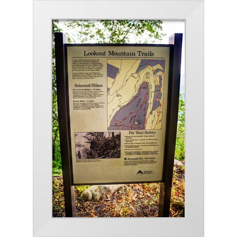 Lookout Mountain Trails Sign White Modern Wood Framed Art Print by Lee, Rachel
