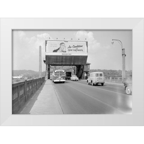 Market Bridge Advertising 1960 White Modern Wood Framed Art Print by Lee, Rachel