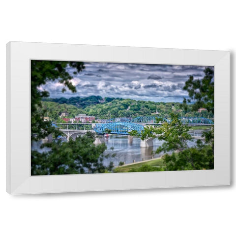 Market Bridge From Cameron Hill Tilt Shift White Modern Wood Framed Art Print by Lee, Rachel