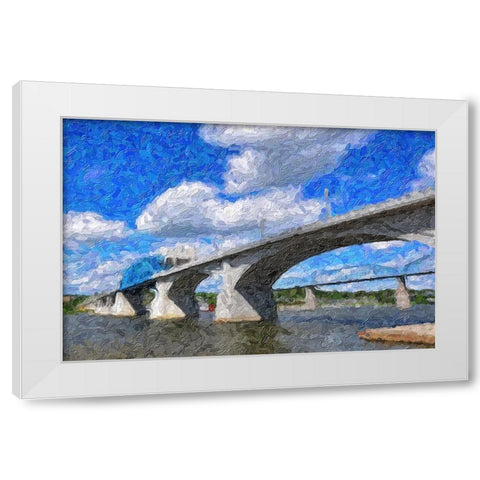 Market Bridge Oil Painting White Modern Wood Framed Art Print by Lee, Rachel