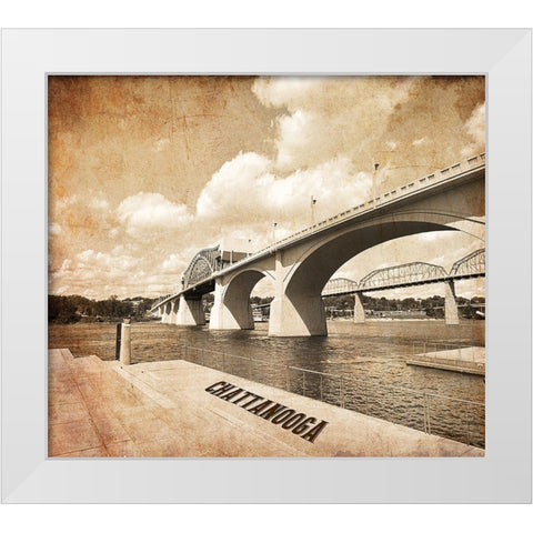 Market Bridge Textured w Writing White Modern Wood Framed Art Print by Lee, Rachel