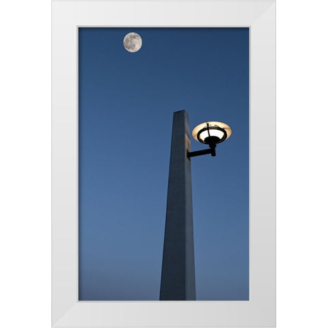 Market Lamp and Moon White Modern Wood Framed Art Print by Lee, Rachel
