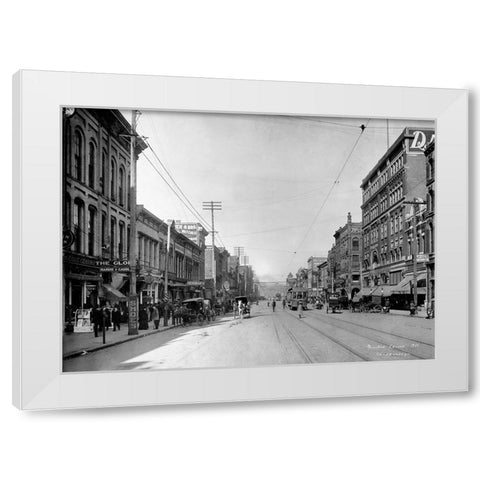 Market Street 1907 White Modern Wood Framed Art Print by Lee, Rachel