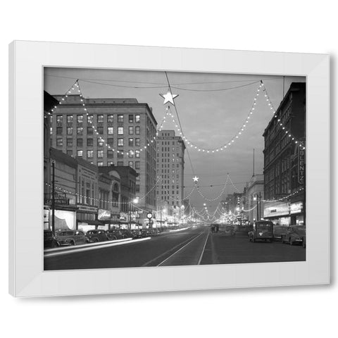 Market Street 1946 White Modern Wood Framed Art Print by Lee, Rachel