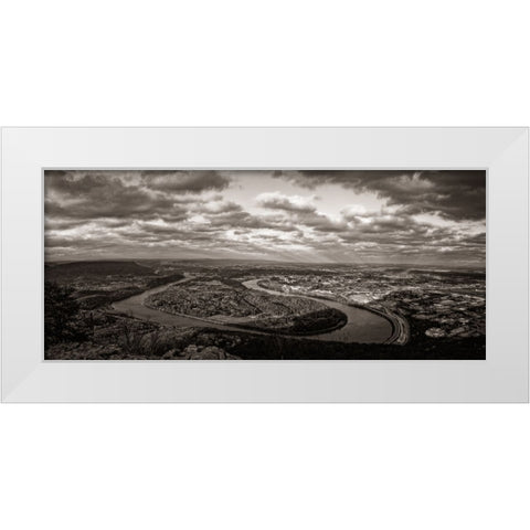 Moccasin Bend BW White Modern Wood Framed Art Print by Lee, Rachel