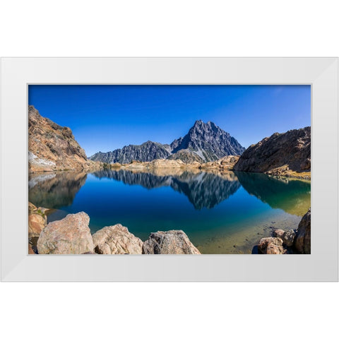 Mountain Lake 15 White Modern Wood Framed Art Print by Lee, Rachel