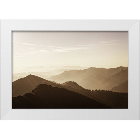 Mountain View 17 Soft Color White Modern Wood Framed Art Print by Lee, Rachel