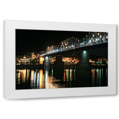 Night Bridge White Modern Wood Framed Art Print by Lee, Rachel