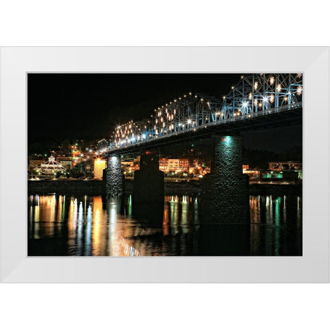 Night Bridge White Modern Wood Framed Art Print by Lee, Rachel