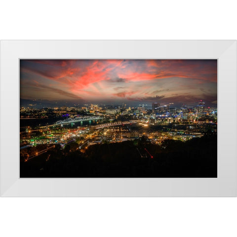 Northshore Lights Sunset White Modern Wood Framed Art Print by Lee, Rachel