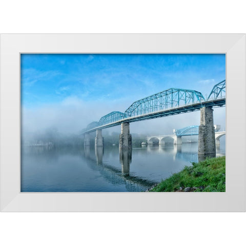 Peaceful River View White Modern Wood Framed Art Print by Lee, Rachel