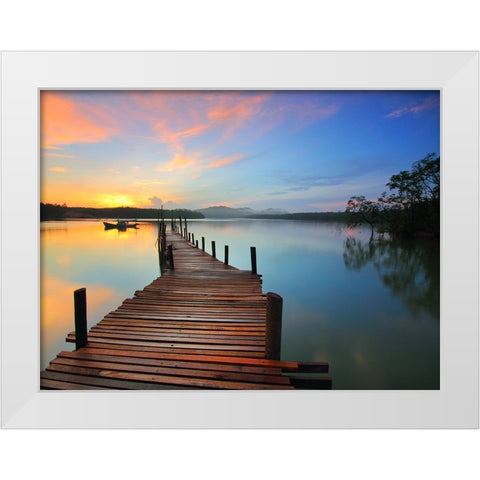 Pier 7 White Modern Wood Framed Art Print by Lee, Rachel
