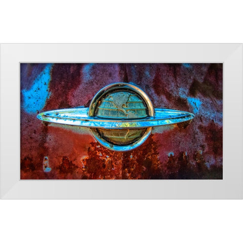 Planet Emblem White Modern Wood Framed Art Print by Lee, Rachel