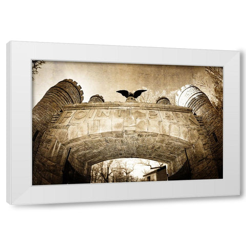 Point Park Gate Textured White Modern Wood Framed Art Print by Lee, Rachel