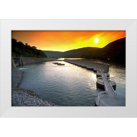 Raccoon Mountain Sunset White Modern Wood Framed Art Print by Lee, Rachel