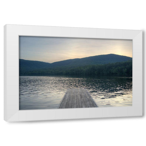 Raccoon Pier White Modern Wood Framed Art Print by Lee, Rachel