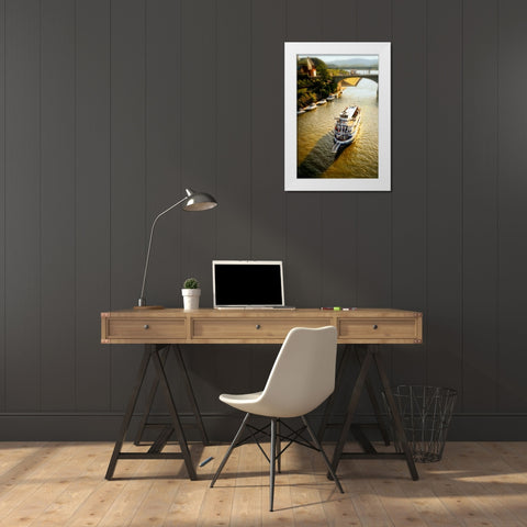 River Boat Cruise White Modern Wood Framed Art Print by Lee, Rachel