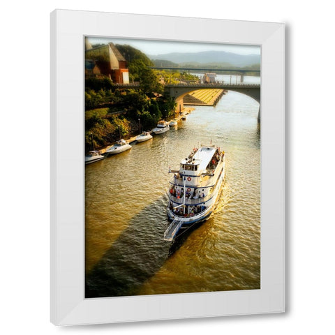 River Boat Cruise White Modern Wood Framed Art Print by Lee, Rachel