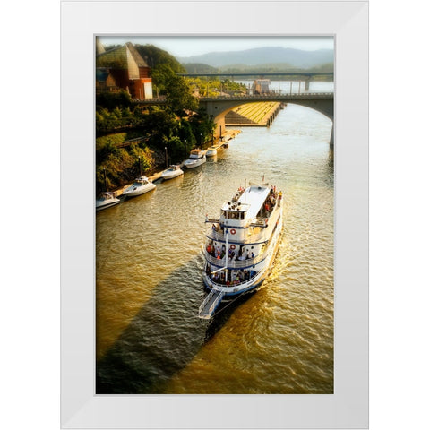 River Boat Cruise White Modern Wood Framed Art Print by Lee, Rachel