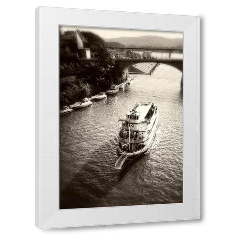 River Boat Cruise Sepia White Modern Wood Framed Art Print by Lee, Rachel