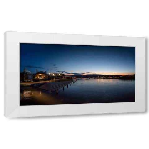 River Downtown at Night Panorama White Modern Wood Framed Art Print by Lee, Rachel