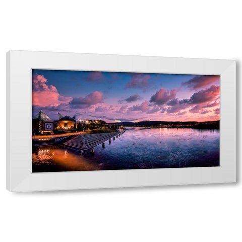 River Downtown at Night Panorama Reedit White Modern Wood Framed Art Print by Lee, Rachel