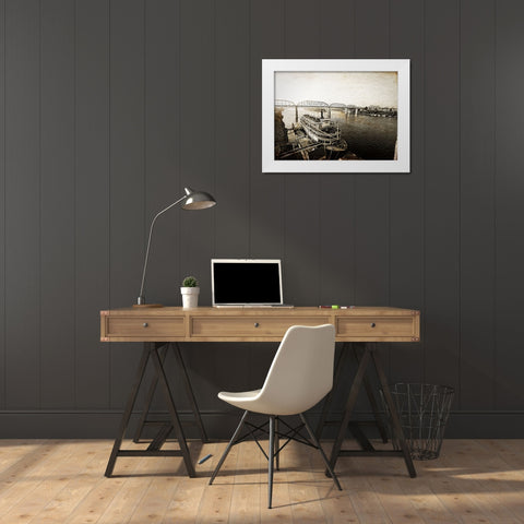 Riverboat From Market Textured White Modern Wood Framed Art Print by Lee, Rachel