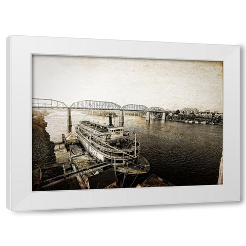 Riverboat From Market Textured White Modern Wood Framed Art Print by Lee, Rachel