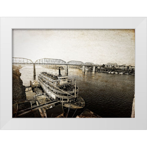 Riverboat From Market Textured White Modern Wood Framed Art Print by Lee, Rachel