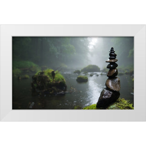 Rocks 7 White Modern Wood Framed Art Print by Lee, Rachel