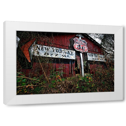 Route 11 Barn Sign White Modern Wood Framed Art Print by Lee, Rachel